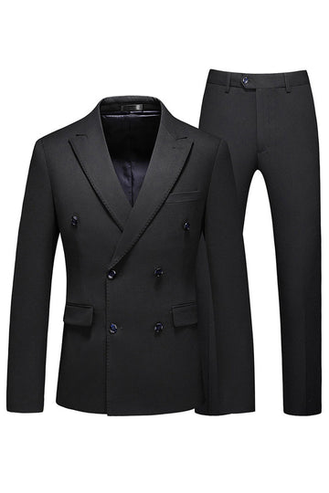 Black Peaked Lapel 3 Pieces Satin Men's Prom Suits